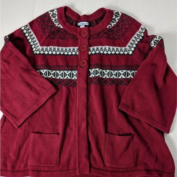 CROFT & BARROW Red Swing Fair Isle Cardigan Sweater XL - Picture 1 of 6